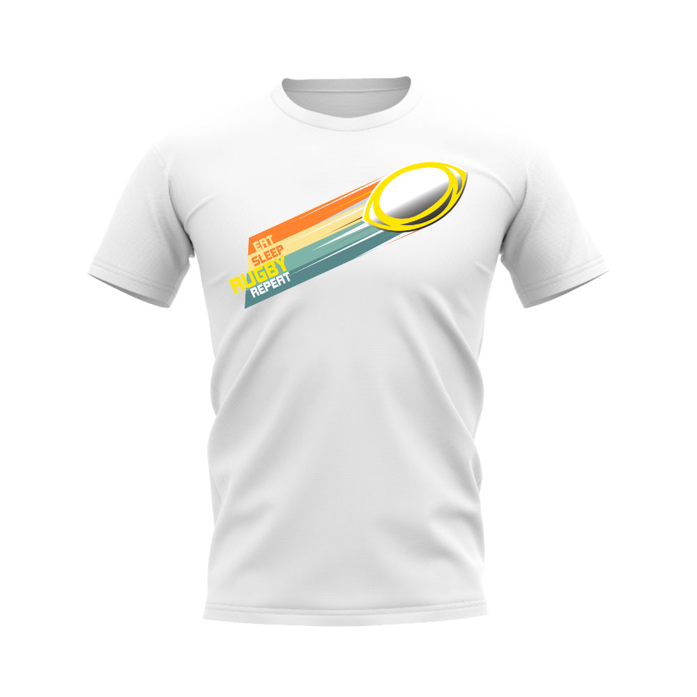 Eat Sleep Rugby Repeat T-Shirt (White/Yellow)_0