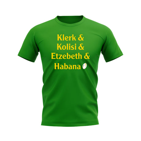 Klerk, Kolisi, Etzebeth, Habana Springboks Rugby T-Shirt (Green)_0