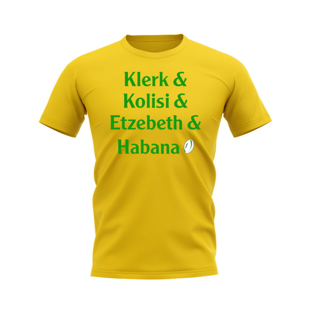 Klerk, Kolisi, Etzebeth, Habana Springboks Rugby T-Shirt (Yellow)_0