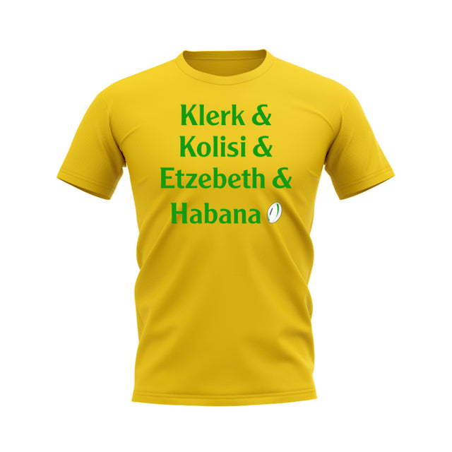 Klerk, Kolisi, Etzebeth, Habana Springboks Rugby T-Shirt (Yellow)_0