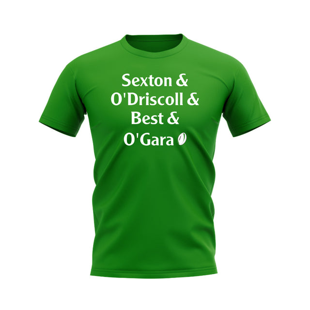 Sexton, O\'Driscoll, Best, O\'Gara Ireland Rugby T-Shirt (Green)_0