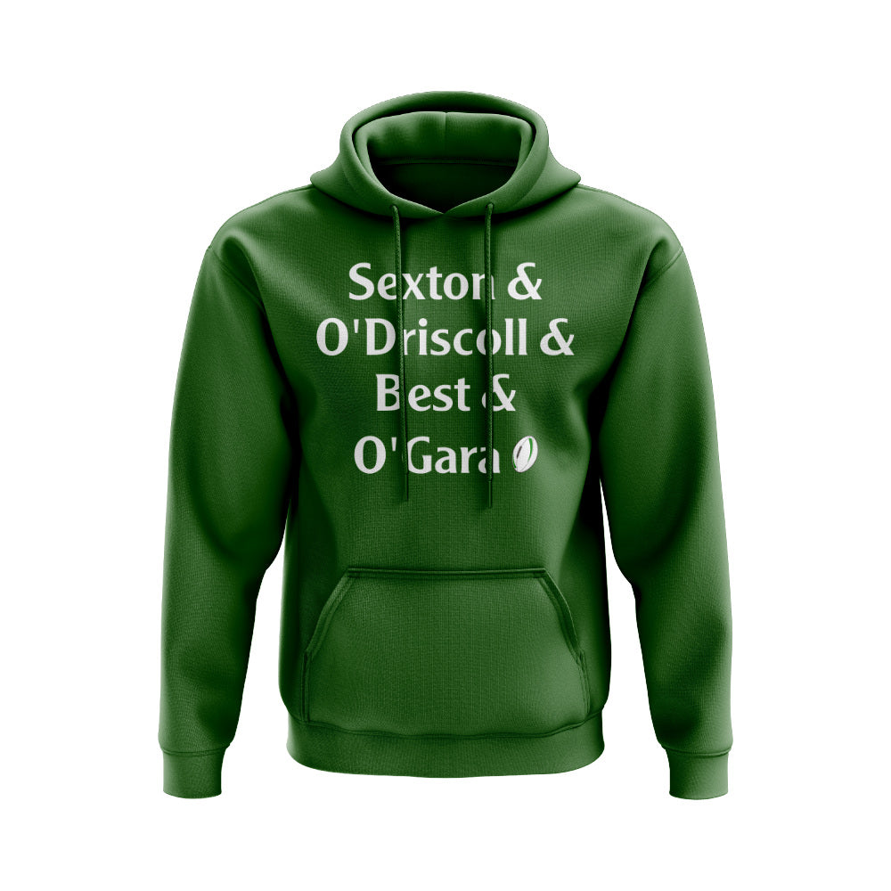 Sexton, O\'Driscoll, Best,  O\'Gara Ireland Rugby Hoody (Green)_0