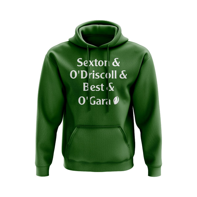 Sexton, O\'Driscoll, Best,  O\'Gara Ireland Rugby Hoody (Green)_0
