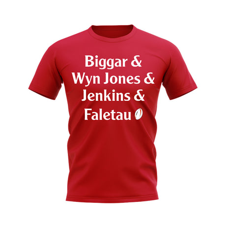 Biggar, Wyn Jones, Jenkins, Faletau Wales Rugby T-Shirt (Red)_0
