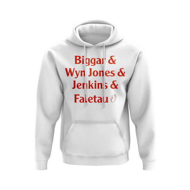 Biggar, Wyn Jones, Jenkins, Faletau Wales Rugby Hoody (White)_0