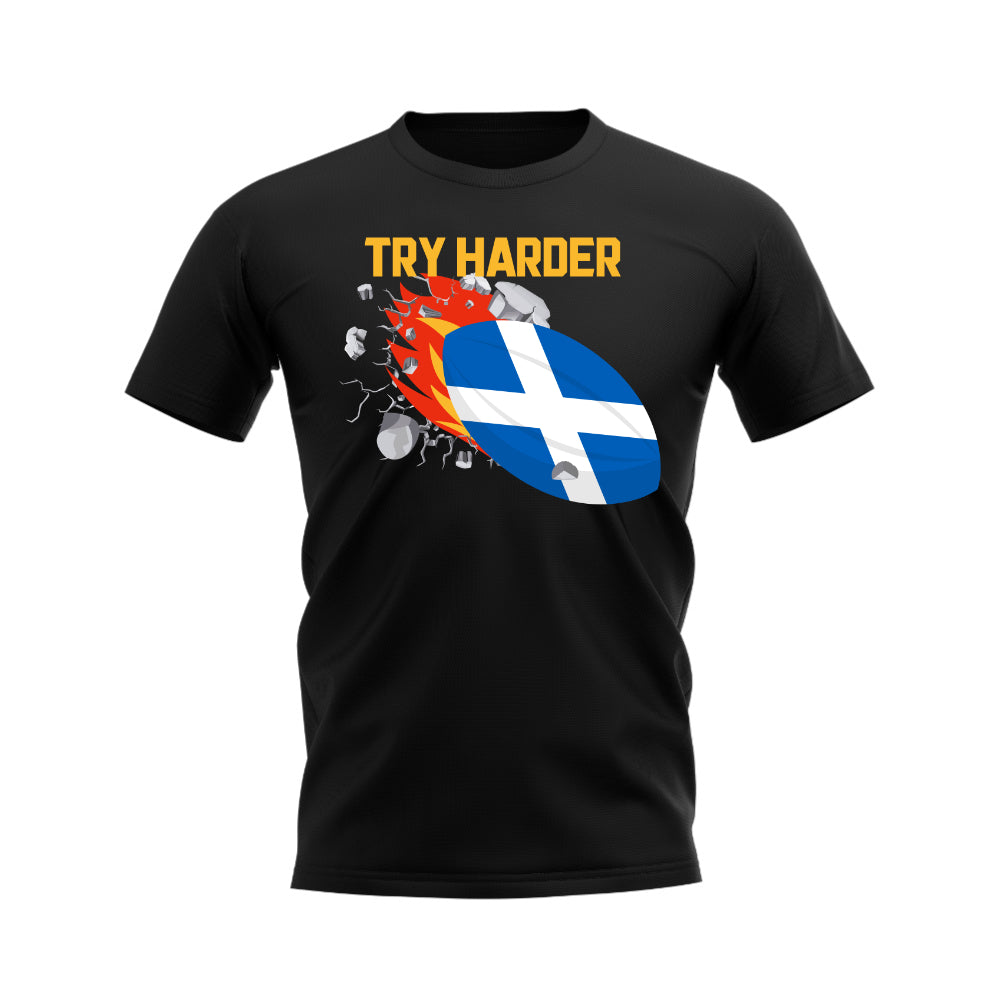 Scotland Try Harder Rugby T-Shirt (Black)_0