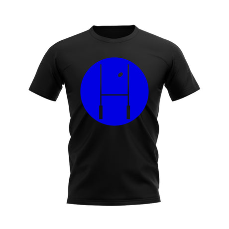Between The Posts Blue Circle Rugby T-Shirt (Black)_0