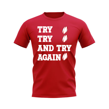 Try, Try & Try Again T-Shirt (Red)_0