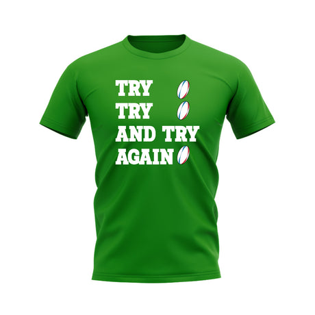 Try, Try & Try Again T-Shirt  (Green)_0