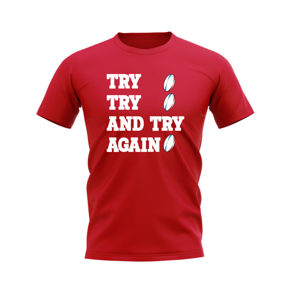 Try, Try & Try Again T-Shirt  (Red)_0