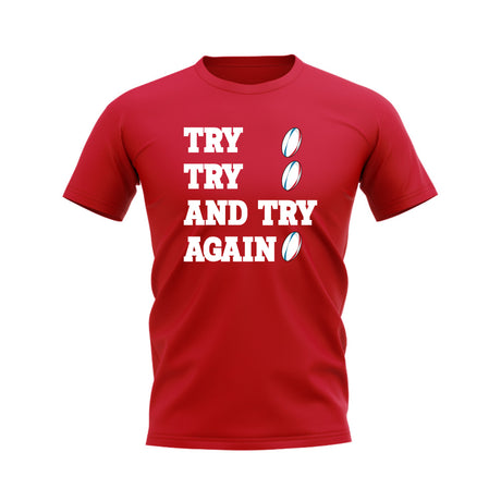 Try, Try & Try Again T-Shirt  (Red)_0