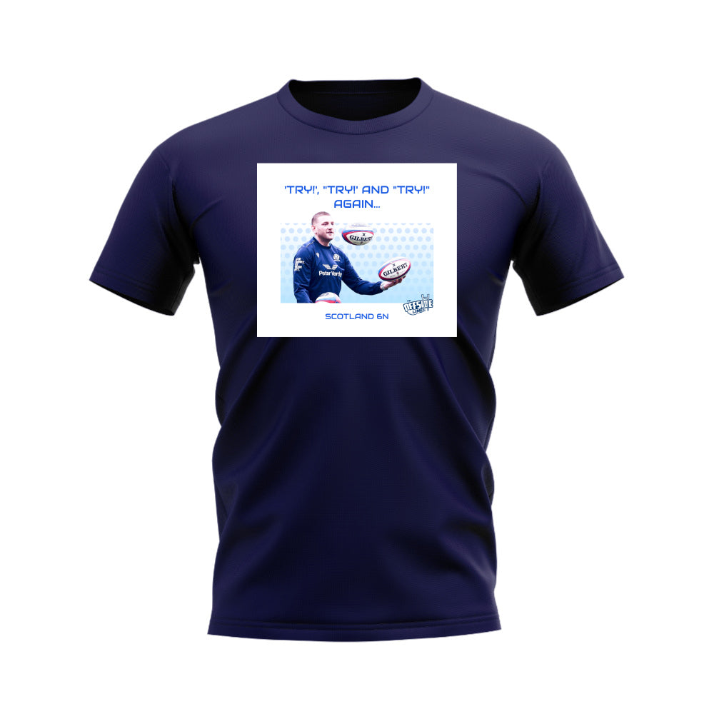 Try, Try and Try Again Finn Russell Scotland T-Shirt (Navy)_0