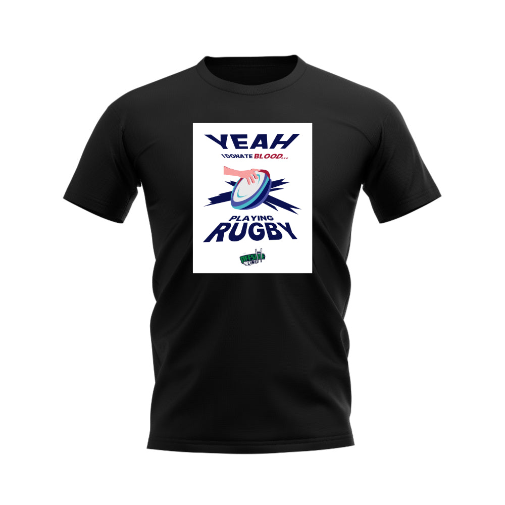 I Donate Blood Rugby T-Shirt (Black/White)_0