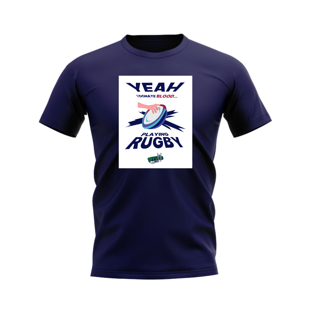I Donate Blood Rugby T-Shirt (Navy/White)_0