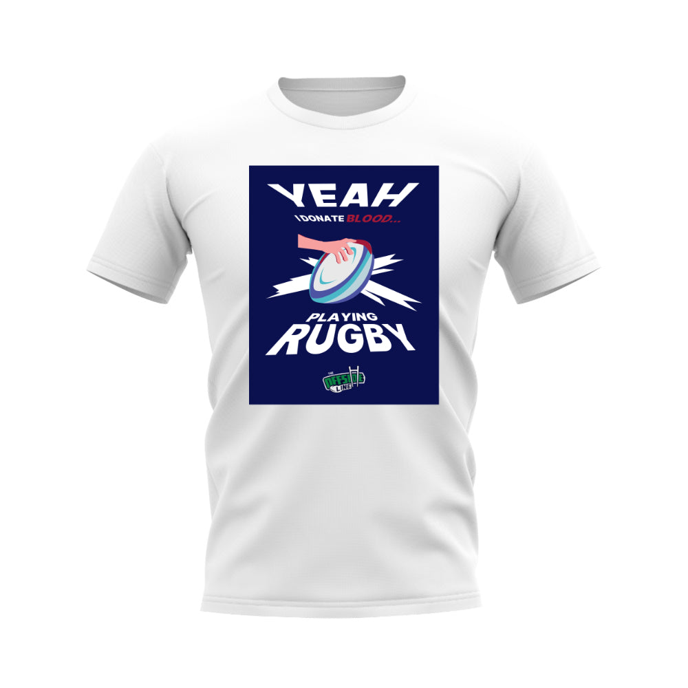 I Donate Blood Rugby T-Shirt (White/Navy)_0