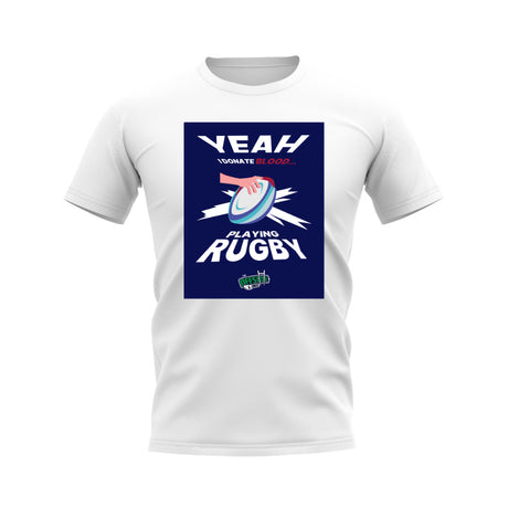 I Donate Blood Rugby T-Shirt (White/Navy)_0