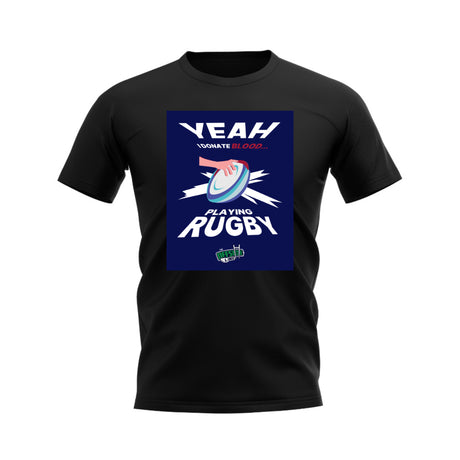 I Donate Blood Rugby T-Shirt (Black/Navy)_0