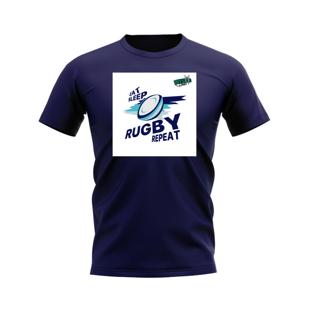 Eat, Sleep, Rugby Repeat T-Shirt - Version 5 (Navy/White)_0