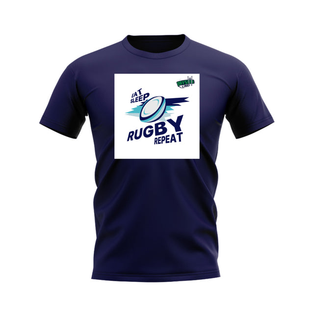 Eat, Sleep, Rugby Repeat T-Shirt - Version 5 (Navy/White)_0