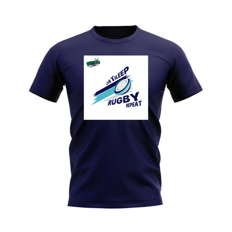 Eat, Sleep, Rugby Repeat T-Shirt - Version 4 (Navy/White)_0