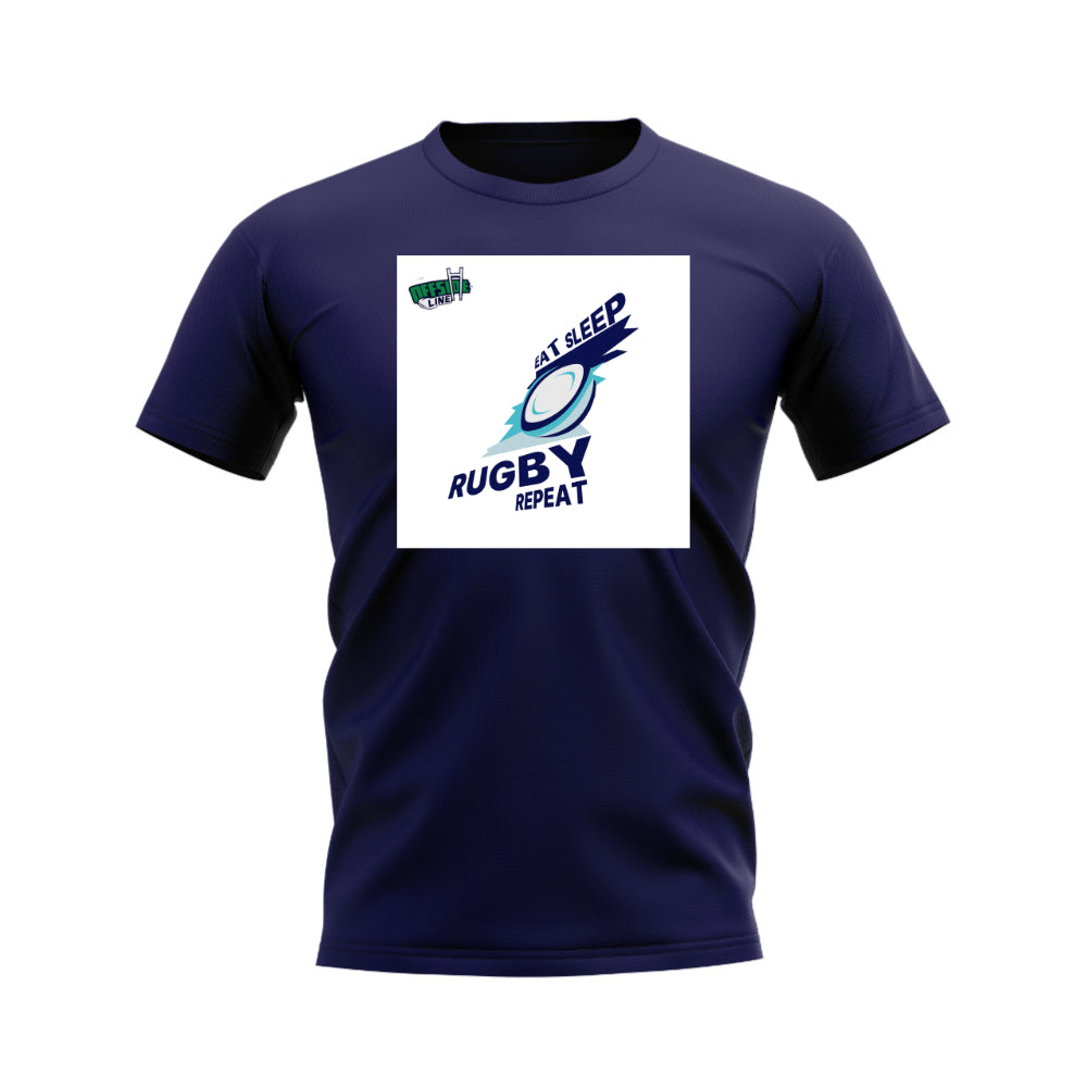 Eat, Sleep, Rugby Repeat T-Shirt - Version 3 (Navy/White)_0