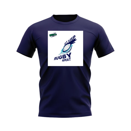 Eat, Sleep, Rugby Repeat T-Shirt - Version 3 (Navy/White)_0