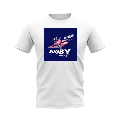 Eat, Sleep, Rugby Repeat T-Shirt - Version 2 (White/Navy)_0