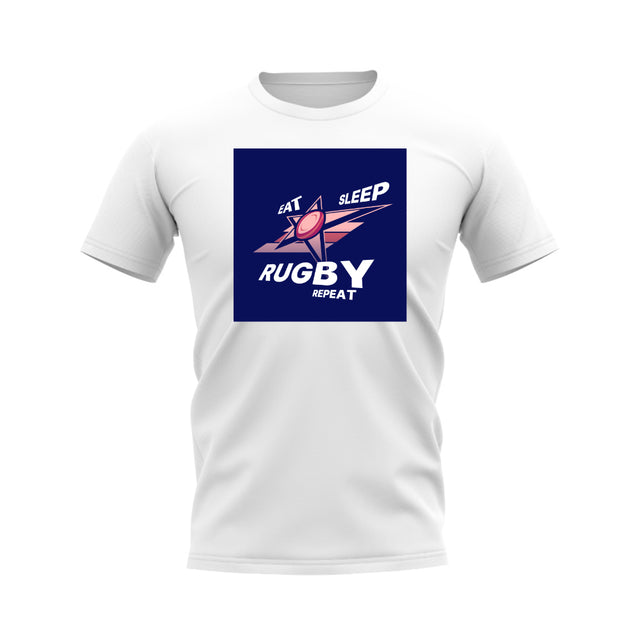 Eat, Sleep, Rugby Repeat T-Shirt - Version 2 (White/Navy)_0