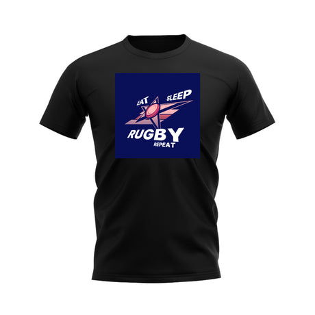 Eat, Sleep, Rugby Repeat T-Shirt - Version 2 (Black/Navy)_0