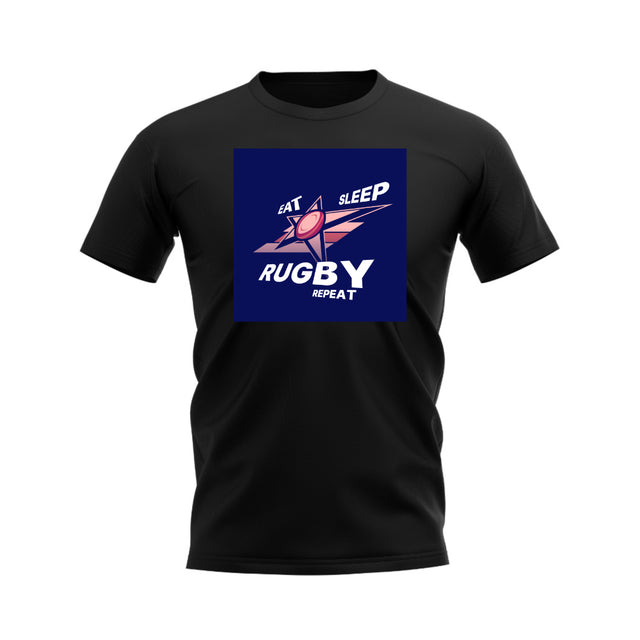 Eat, Sleep, Rugby Repeat T-Shirt - Version 2 (Black/Navy)_0