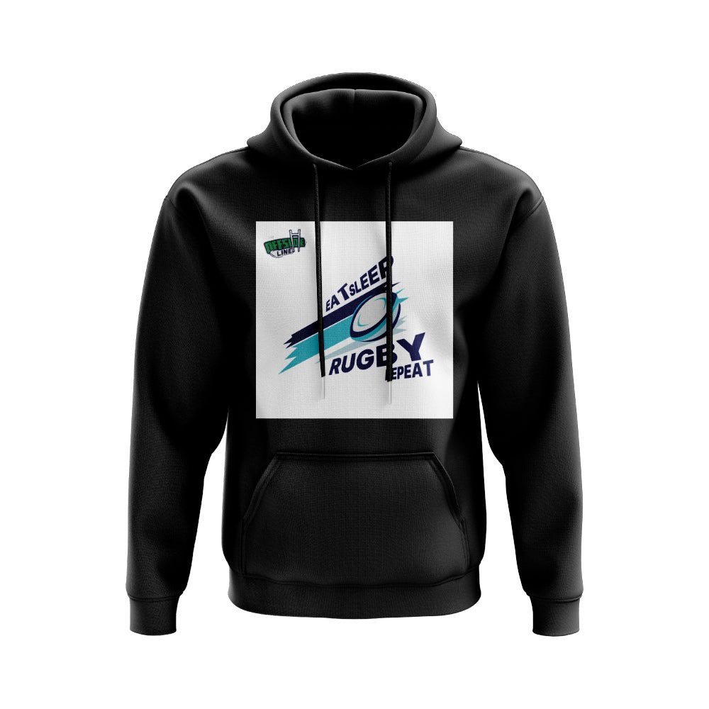 Eat, Sleep, Rugby Repeat Hoody - Version 4 (Black/White)_0