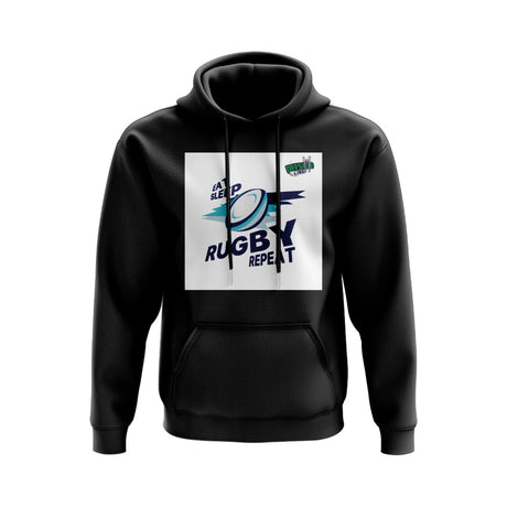 Eat, Sleep, Rugby Repeat Hoody - Version 5 (Black/White)_0
