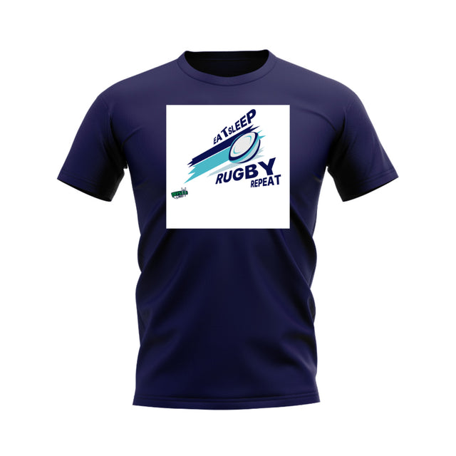 Eat, Sleep, Rugby Repeat T-Shirt - Version 6 (Navy/White)_0