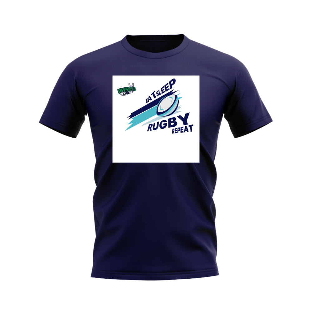 Eat, Sleep, Rugby Repeat T-Shirt - Version 7 (Navy/White)_0
