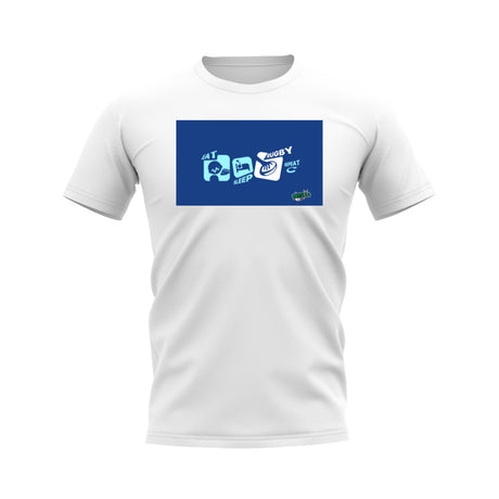 Eat, Sleep, Rugby Repeat T-Shirt - Version 9 (White/Blue)_0