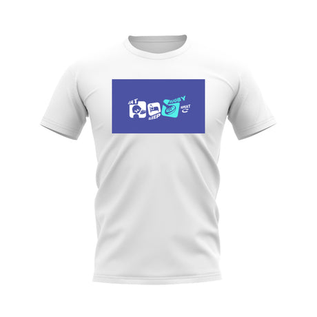 Eat, Sleep, Rugby Repeat T-Shirt - Version 10 (White/Blue)_0