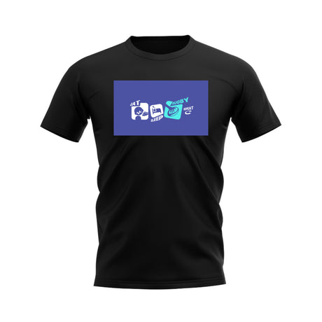 Eat, Sleep, Rugby Repeat T-Shirt - Version 10 (Black/Blue)_0