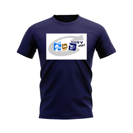 Eat, Sleep, Rugby Repeat T-Shirt - Version 12 (Navy/White)_0