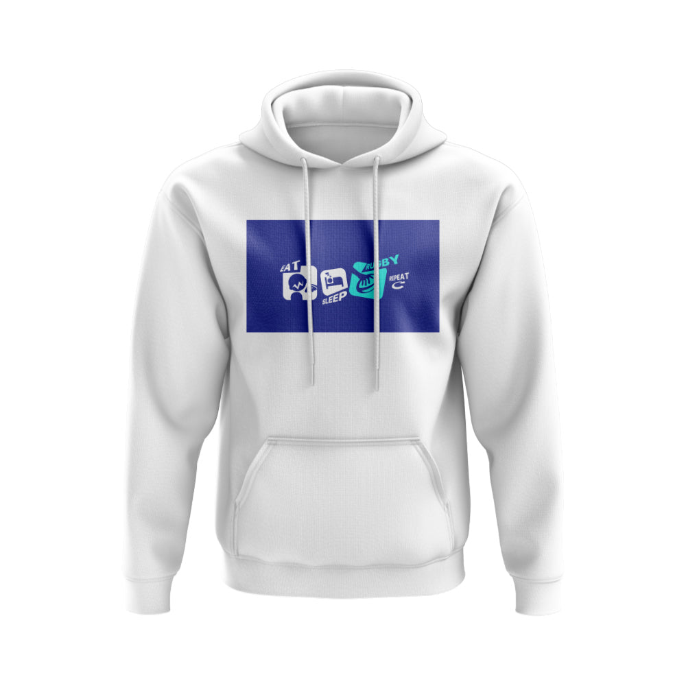 Eat, Sleep, Rugby Repeat Hoody - Version 10 (White/Blue)_0