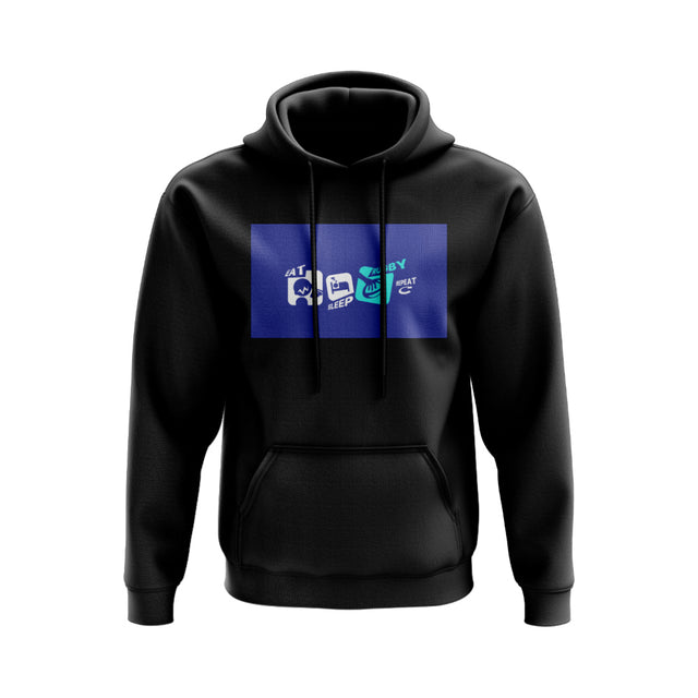 Eat, Sleep, Rugby Repeat Hoody - Version 10 (Black/Blue)_0
