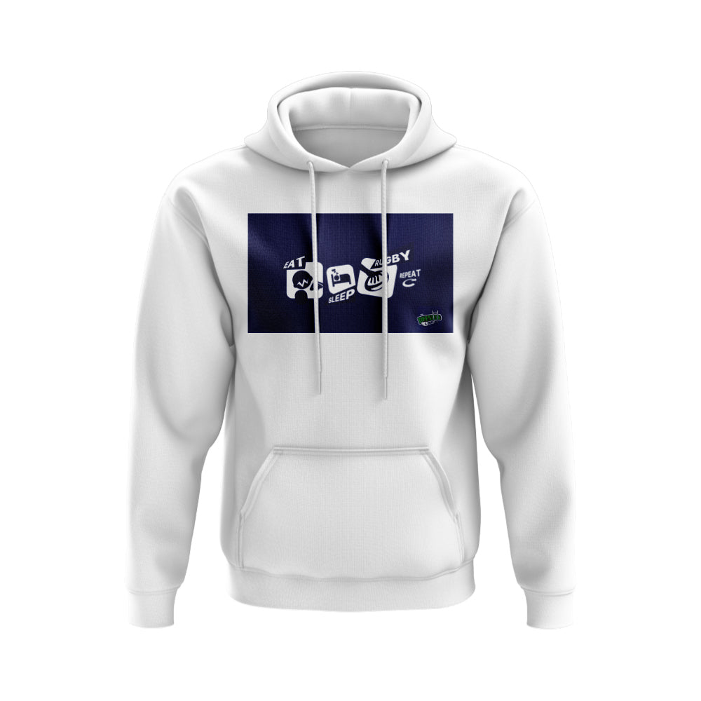 Eat, Sleep, Rugby Repeat Hoody - Version 11 (White/Navy)_0