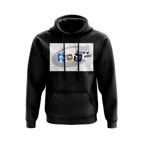 Eat, Sleep, Rugby Repeat Hoody - Version 12 (Black/White)_0