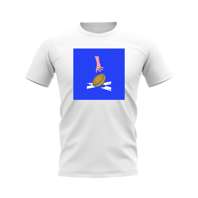 Scotland Rugby Try T-Shirt - Version 1 (White/Blue)_0