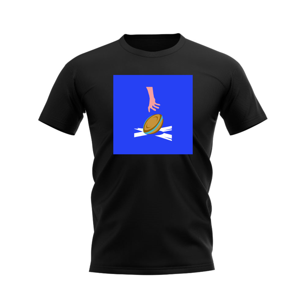 Scotland Rugby Try T-Shirt - Version 1 (Black/Blue)_0