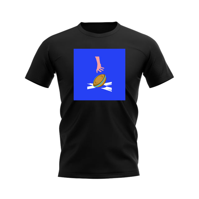 Scotland Rugby Try T-Shirt - Version 1 (Black/Blue)_0
