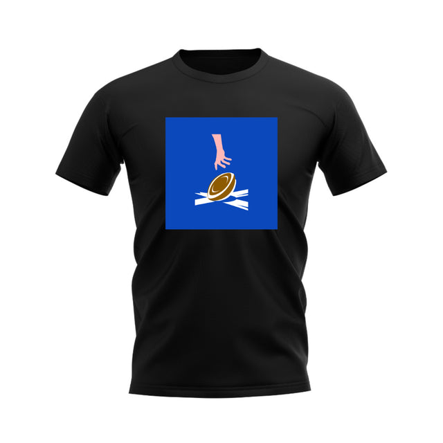 Scotland Rugby Try T-Shirt - Version 2 (Black/Blue)_0