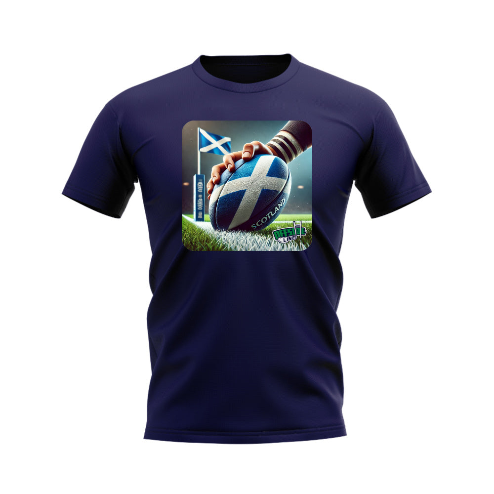 Scotland Rugby Try T-Shirt - Version 3 (Navy)_0