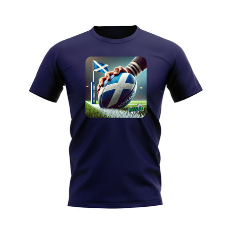 Scotland Rugby Try T-Shirt - Version 3 (Navy)_0