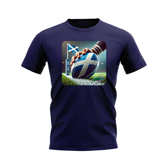 Scotland Rugby Try T-Shirt - Version 3 (Navy)_0