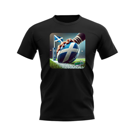 Scotland Rugby Try T-Shirt - Version 3 (Black)_0